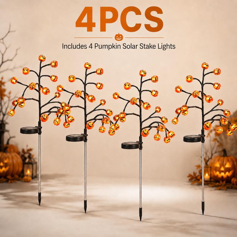 Pumpkin Solar Stake Lights - Halloween Outdoor Yard Decor