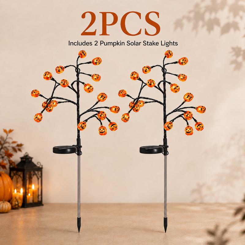 Pumpkin Solar Stake Lights - Halloween Outdoor Yard Decor