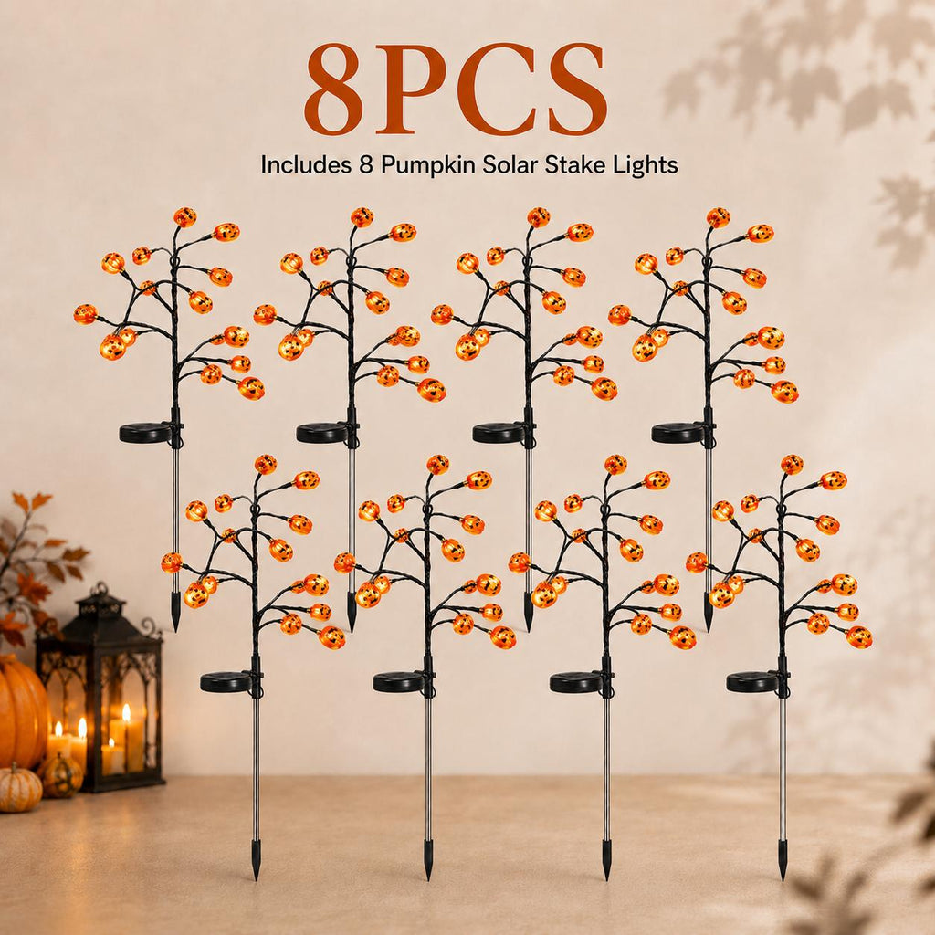 Pumpkin Solar Stake Lights - Halloween Outdoor Yard Decor