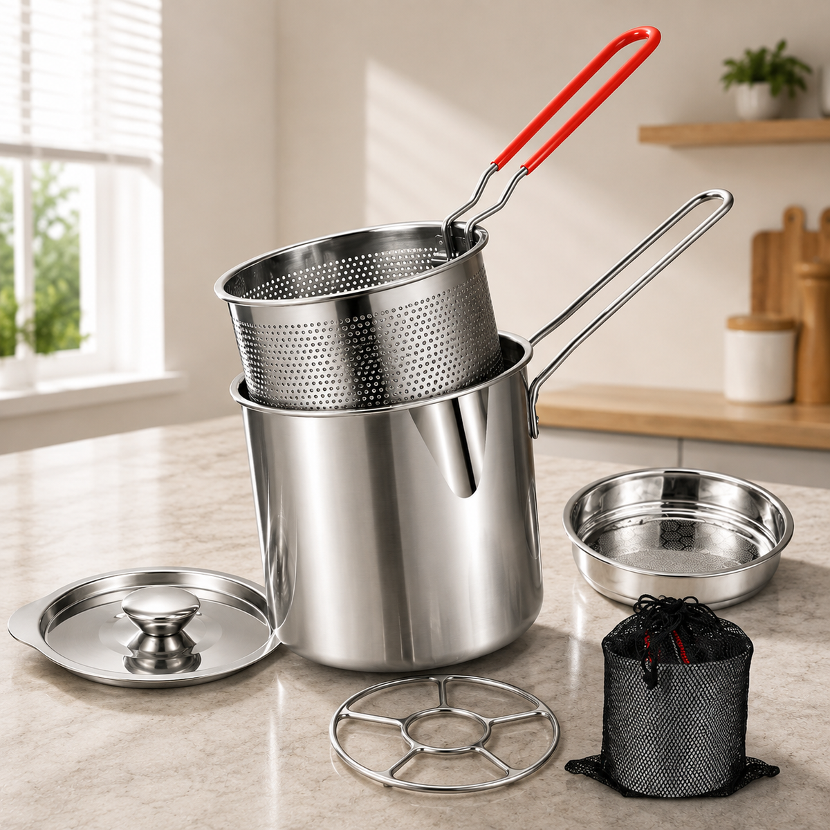 Stainless Steel Deep Fryer Set