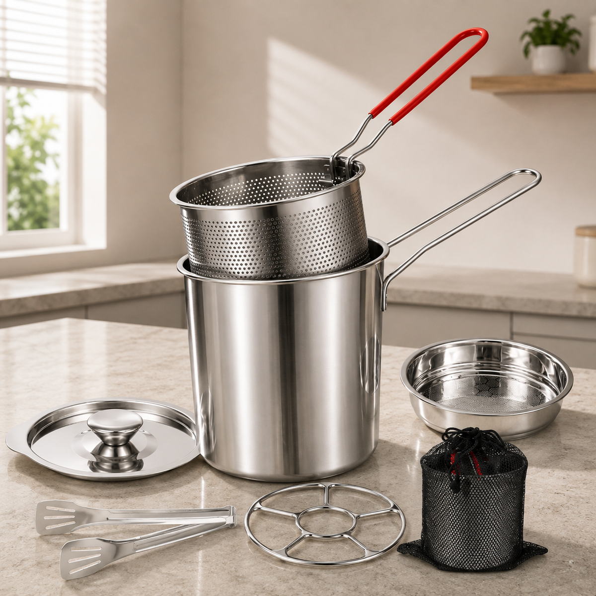 Stainless Steel Deep Fryer Set