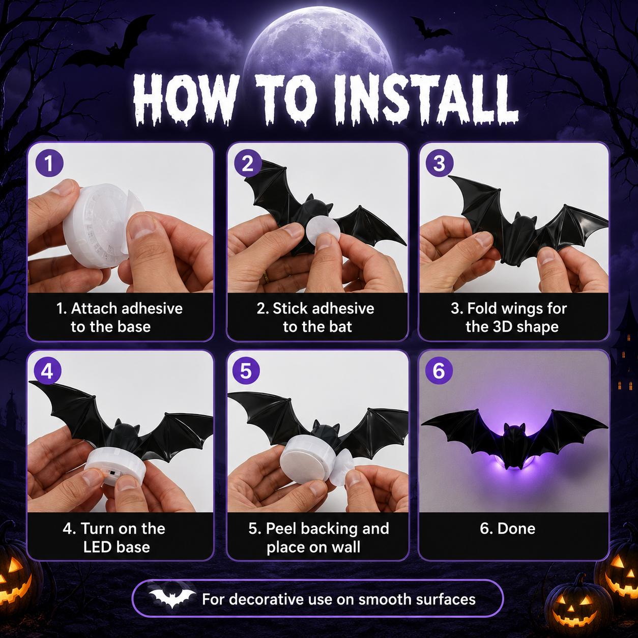 Halloween 3D Led Bat Decoration